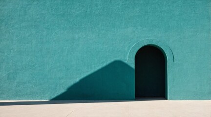 Teal Textured Wall with Shadowy Archway