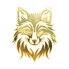 Shining golden fox's face, alpha channel

