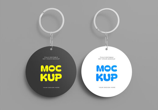 Round Keychain Mockup