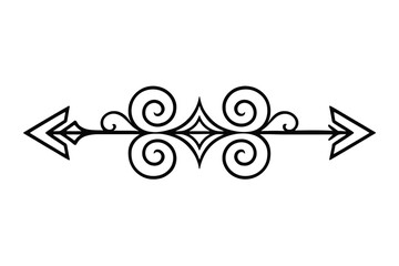 Elegant Arrow and Scroll Decorative Divider Outline Vector