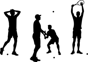 Obraz premium Young Tennis Players Silhouette Line-up