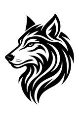 Fototapeta premium Mystical Tribal Wolf Head Silhouette Vector - Wild Animal Tattoo Design