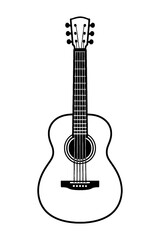 Classic Acoustic Guitar Outline Vector - Musical Instrument Icon