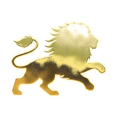 Shining golden lion, alpha channel

