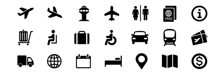 Airport icon set. Airport symbols.