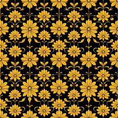 Retro-modern interpretation of daisy patterns in classy Art Deco style.