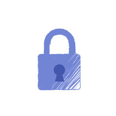 Cartoon vector of a hand-drawn pencil sketch style lock icon, symbolizing privacy, security, and protection for digital or educational uses