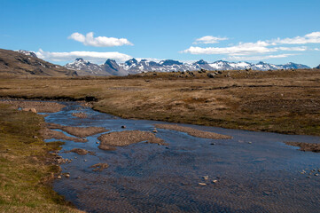 Axarvegur road Iceland, scenery along the road to oxi pass