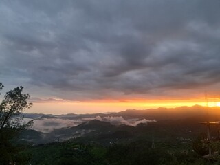 Sunset in mountains
