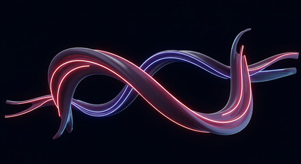 Glossy Ribbon Curves Twisting Through Empty Space with Gradient Glow
