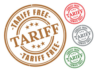 Tariff Free Badge Collection, Grunge Rubber No Import Tax Stamp Set  