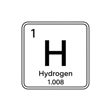 The element hydrogen from the periodic table isolated on white background