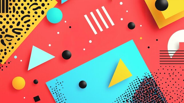 A vibrant abstract background featuring colorful geometric shapes and patterns. Perfect for modern designs, advertising, or as a backdrop for creative projects.