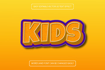 Editable 3D Text Effect Kids Orange Purple Design
