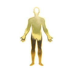 Shining golden man with open arms, alpha channel

