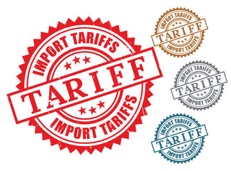 Import Tariffs Label Pack, Grunge Rubber Global Trade Fee Stamp Design  