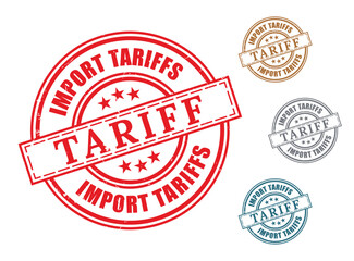 Import Tariffs Certified Stamp Collection, Grunge Rubber Customs Documentation Seal Set  