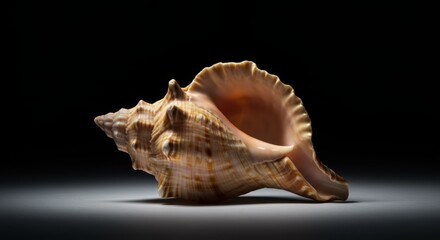 Obraz premium Elegant Tan Seashell Detailed Still Life with Dramatic Lighting