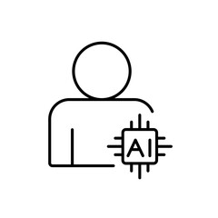 A vector icon of a user profile integrated with AI chip, representing personalized shopping experience, created in line style with editable stroke