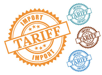Import Tariff Label Pack, Grunge Rubber International Trade Stamp Design  