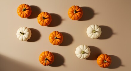 Minimalist Halloween Flat Lay with Pumpkins
