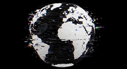 Glitch effect globe digital world representation