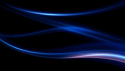 Energized Neon Currents on Black — Abstract Blue and Purple Light Trails in Fluid Curves, Radiating Motion and Depth with a Glossy Glow Effect in a Sleek, Modern, High-Resolution Visual Design