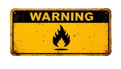 Simple Digital Warning Sign – Yellow Background with Black Border Illustration isolated on transparent background 