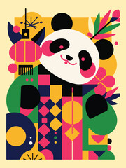 Cute panda vector creative design 01