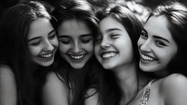 Group of girls sharing a joyful moment together.