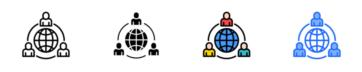 Remote Work Global  Icon Set Multiple Style Collection