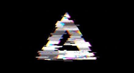 Glitch triangle graphic isolated on black background