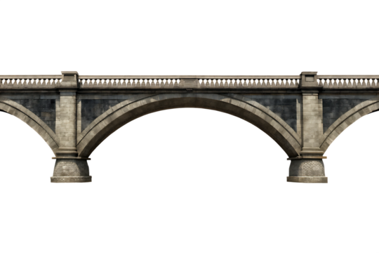 Ornate stone arch bridge structure isolated on a transparent background image