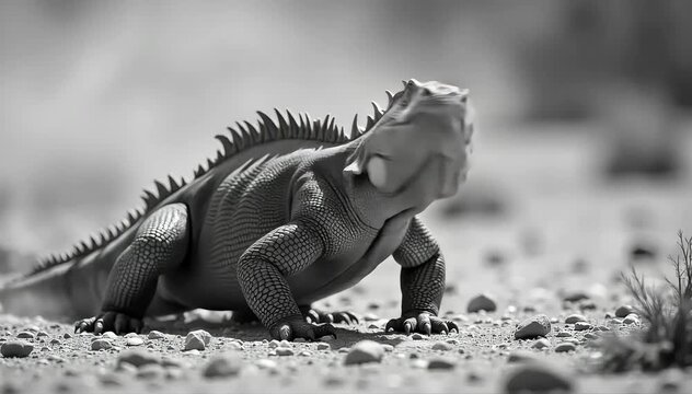 Komodo dragon roaring with a guttural hiss