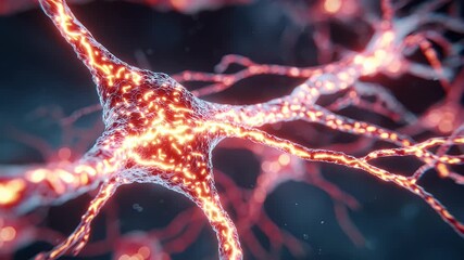Glowing web of blood vessels like electric wires branching across a textured dark red biological background
