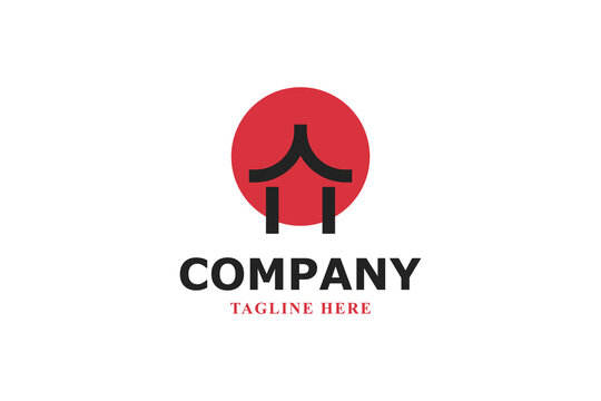 letter a and japanese gate logo