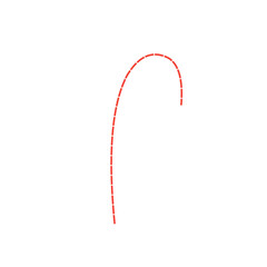 red dotted curved line