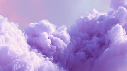 Vibrant purple clouds floating in a serene sky, creating a dreamlike atmosphere, perfect for creative designs.