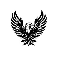 Obraz premium A powerful eagle with wings spread wide isolated on white background