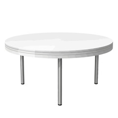Round White Table Illustration with Chrome Legs on White Background