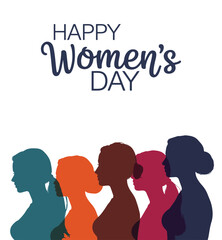 Elegant international womens day graphic featuring the number 8 with a female silhouette and floral accent