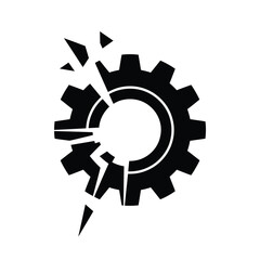 Broken Gear Icon Symbolizing Failure Damage or System Breakdown