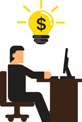 Dollar Coin Cash Money Management Financial Growth Concept Design Vector Illustration