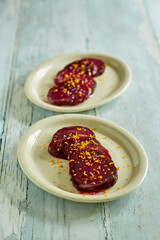 honey orange glazed beets topped with orange zest