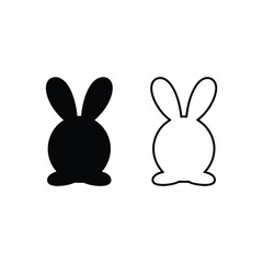 Fototapeta premium Two Simple Bunny Silhouettes in Black and White Illustration