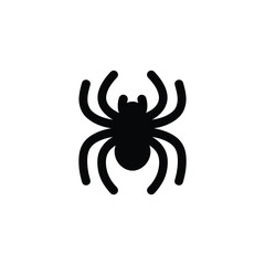 Simple Black Spider Icon on White Background for Halloween Design