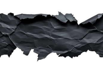 Crinkled, dark gray paper strip, ripped edges