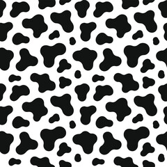Seamless Cow Pattern Background in Black and White Illustration