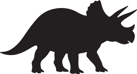 Obraz premium Black silhouette of a triceratops dinosaur prehistoric ancient