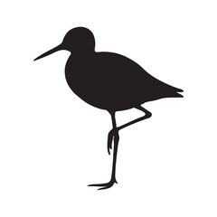 Obraz premium Black silhouette of a wading bird standing on one leg shorebird